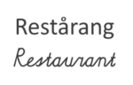 The word "restaurant" in both Wortsproke writing systems, standard obove, with the stacked a and g, joined cursive below with a different form for a and r.