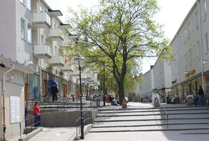 Central service street in Högsta, suburb in the Grönåsen area.