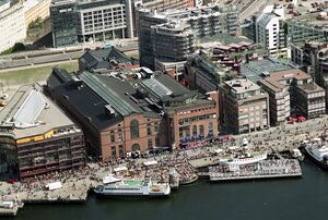 Aerial view of Åstundahamn, former docklands, now urban renewal area.