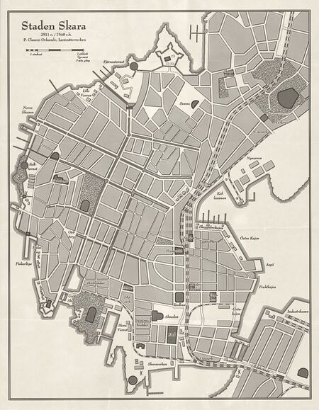 Map of the central part of the city of Skara from 7569.