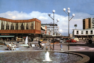 Central square of the suburb of XX, part of Söderstaden and built in the 7650's.