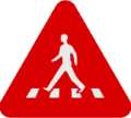 TA13: Pedestrian crossing ahead. Followed by ME03.